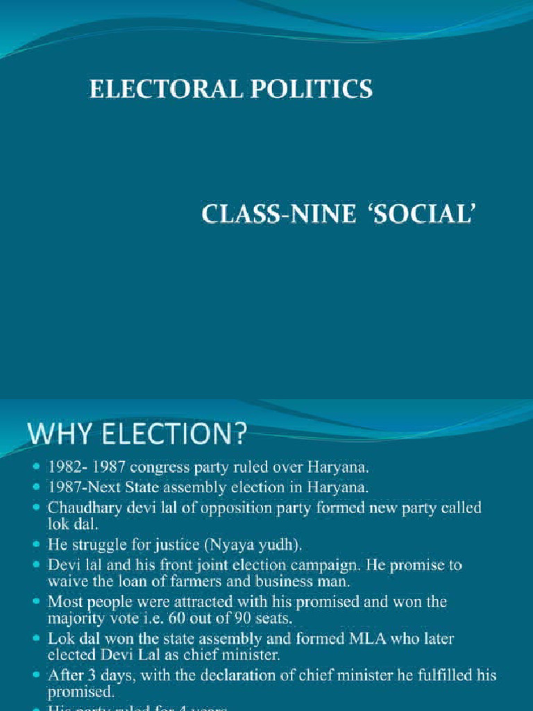 Electoral Politics Class 9 | PDF