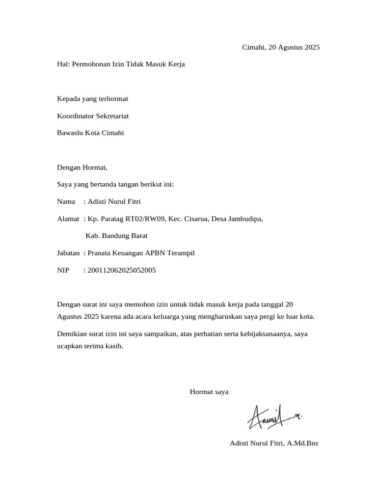 Surat Izin Acara Keluarga | PDF