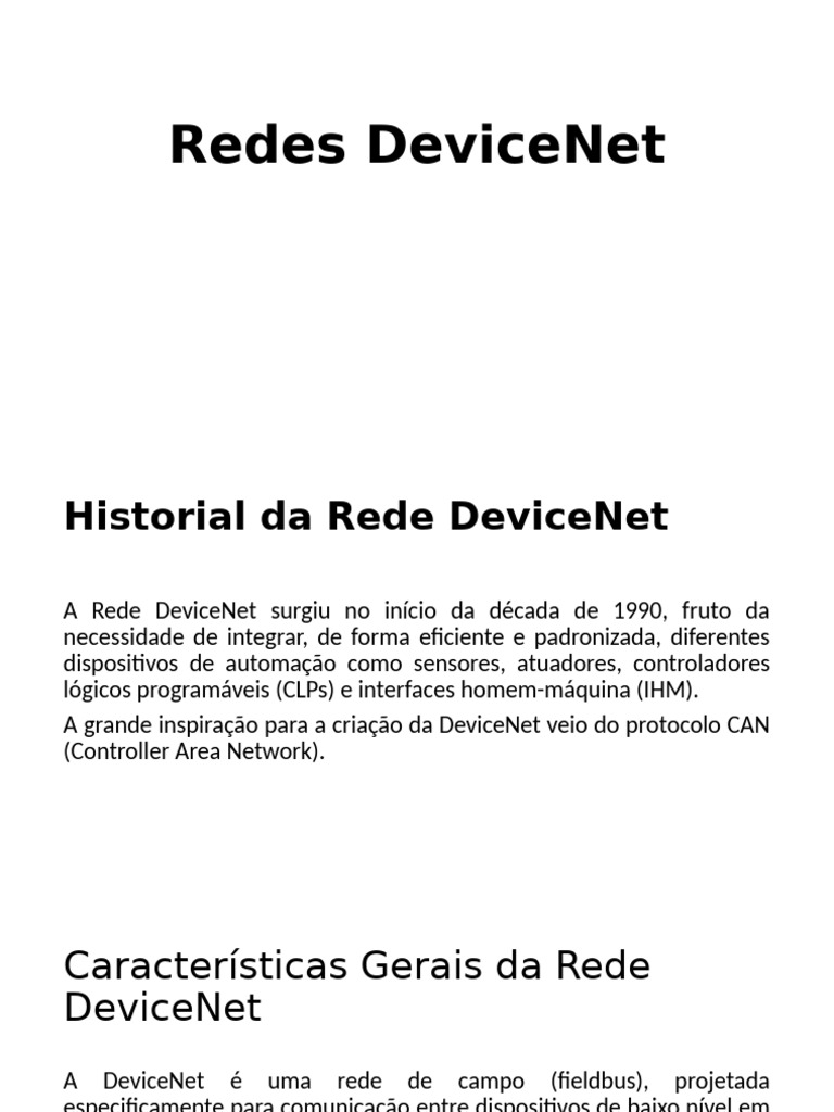 Redes DeviceNet | PDF | Rede de computadores | Controlador lógico ...