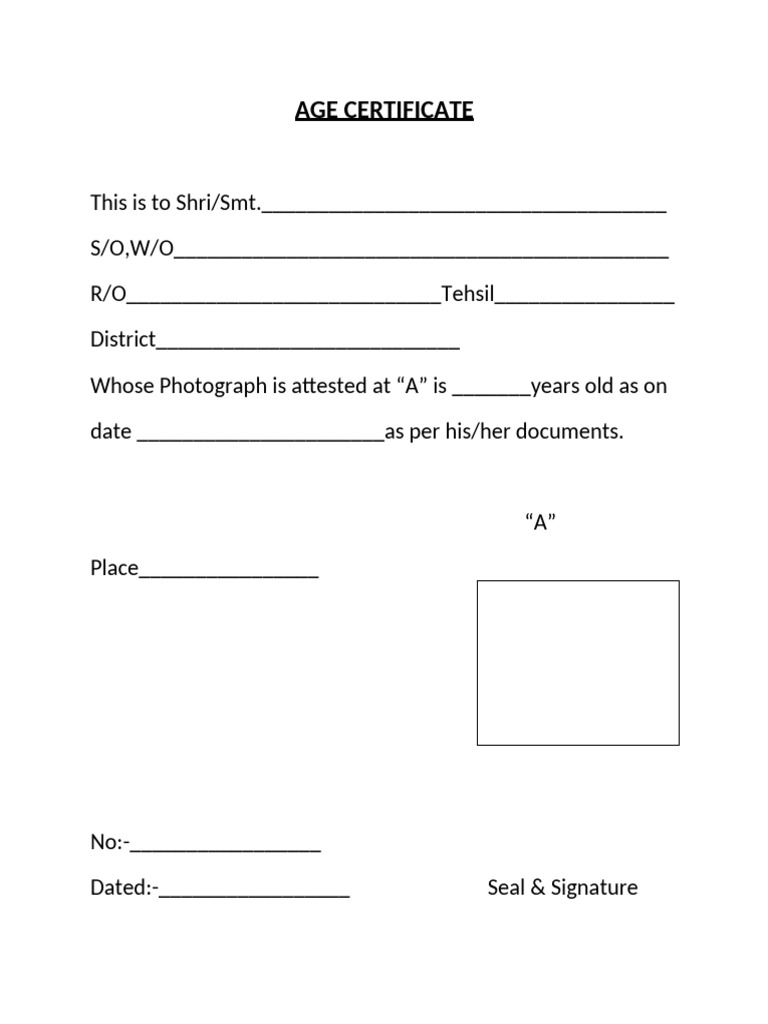 Age Certificate Original | PDF