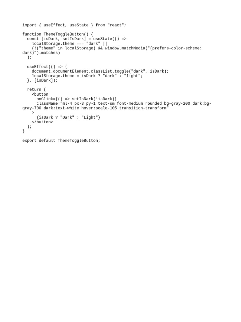 Theme Toggle Button Component | PDF