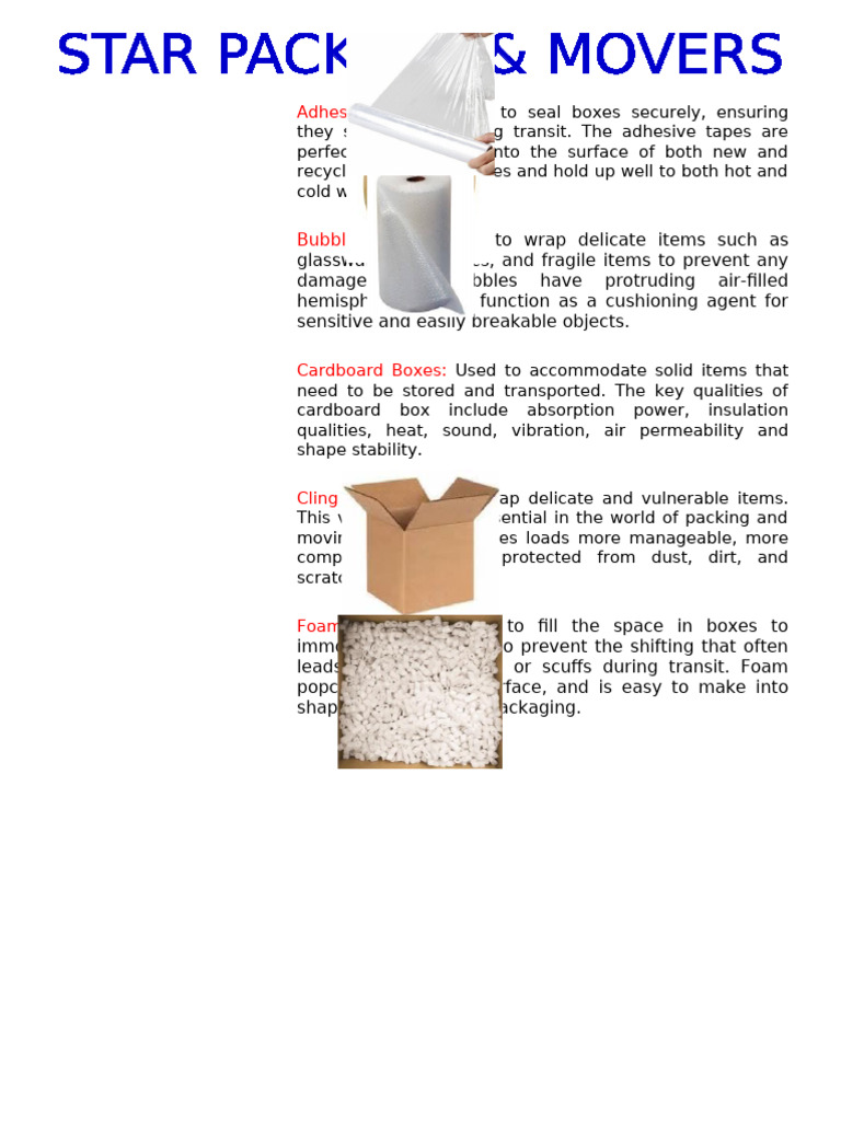 Essential Packing Materials Guide | PDF