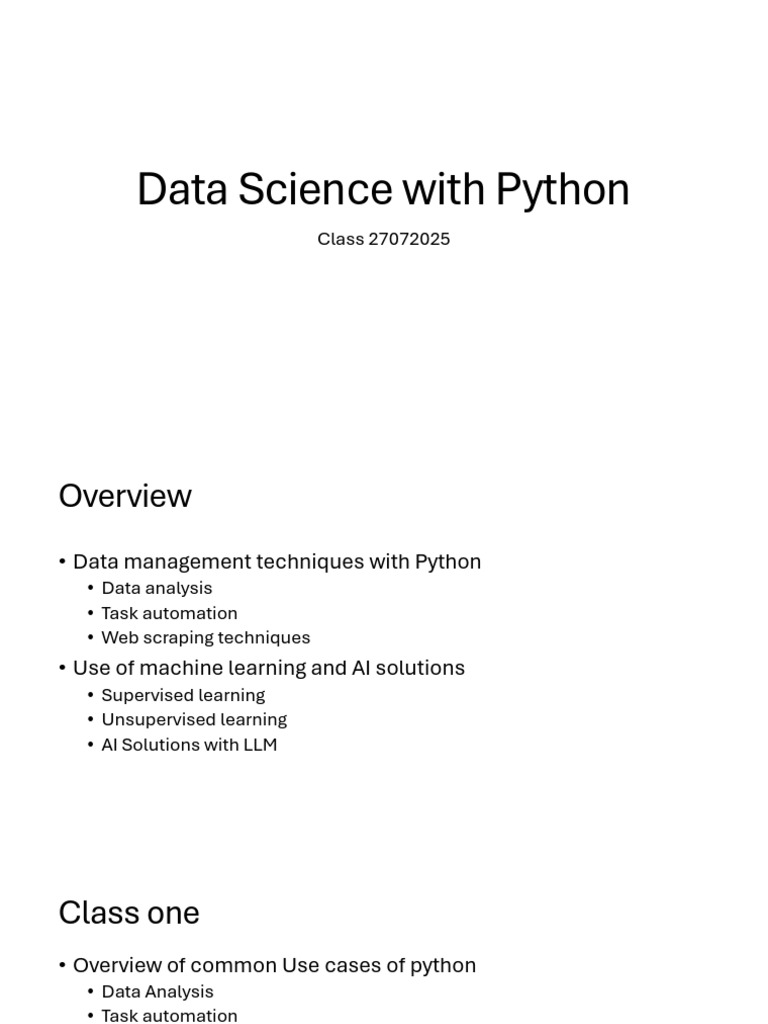 Data Science with Python Course Overview | PDF