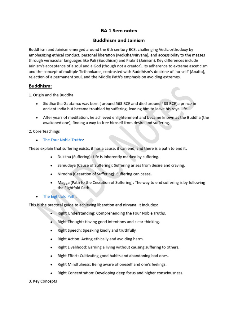 Buddhism and Jainism Overview | PDF | Moksha | Four Noble Truths
