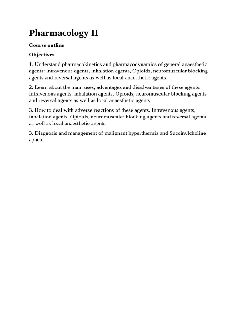 Pharmacology II Course Overview | PDF