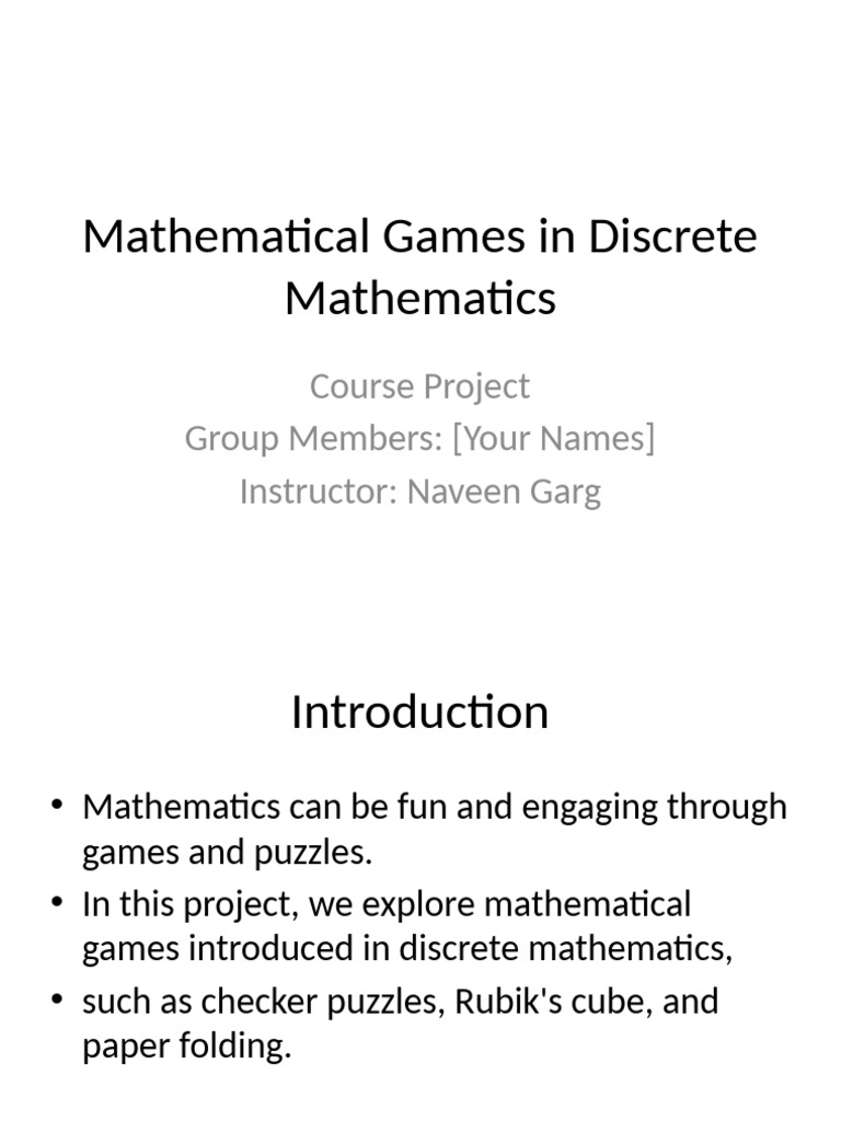 Engaging Mathematical Games in Discrete Math | PDF | Mathematics ...