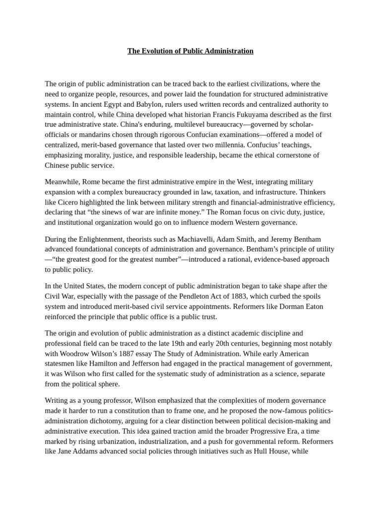 The Evolution of Public Administration | PDF | Public Administration ...