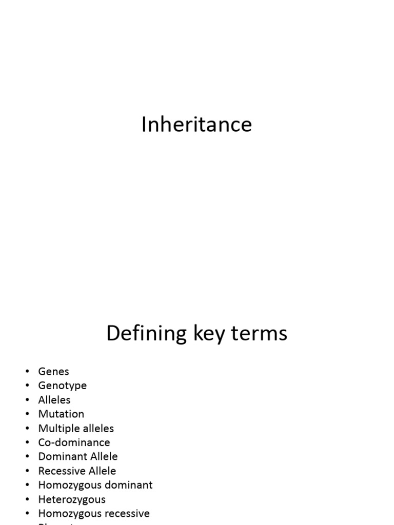Inheritance: Key Genetic Terms Explained | PDF | Dominance (Genetics ...