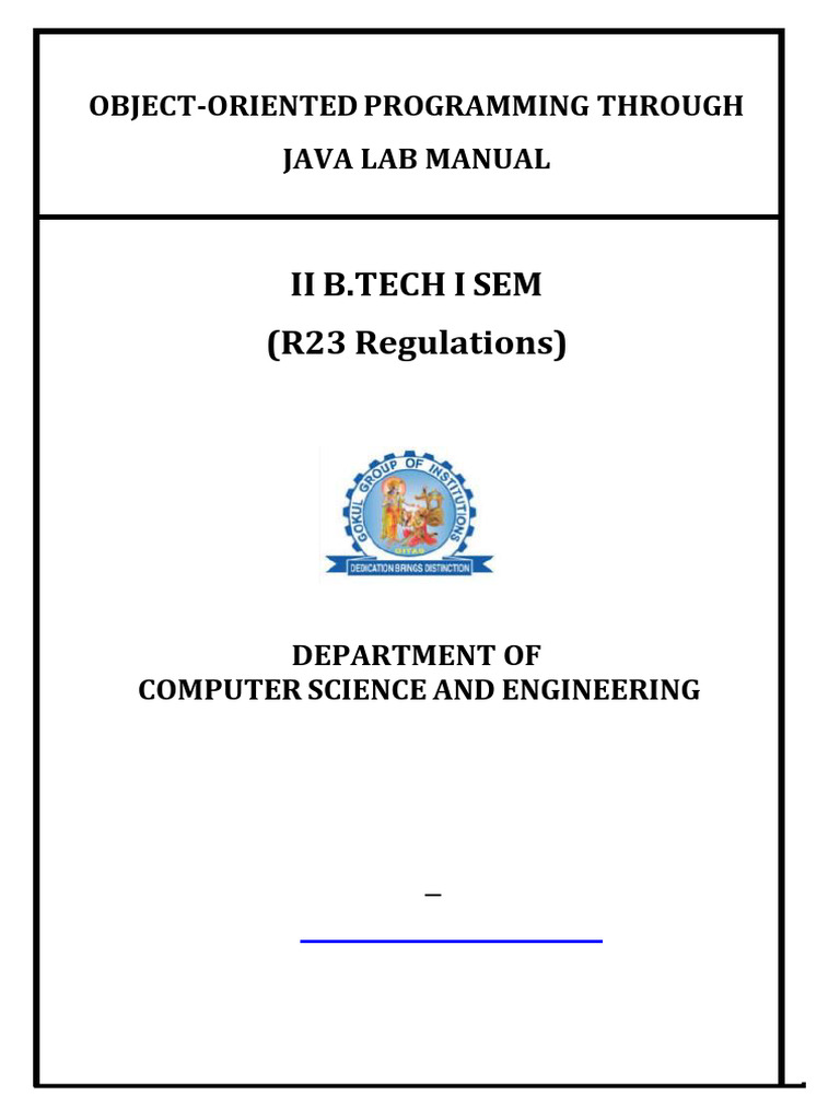 r23 Oop Through Java Lab Manual Final | PDF | Method (Computer ...