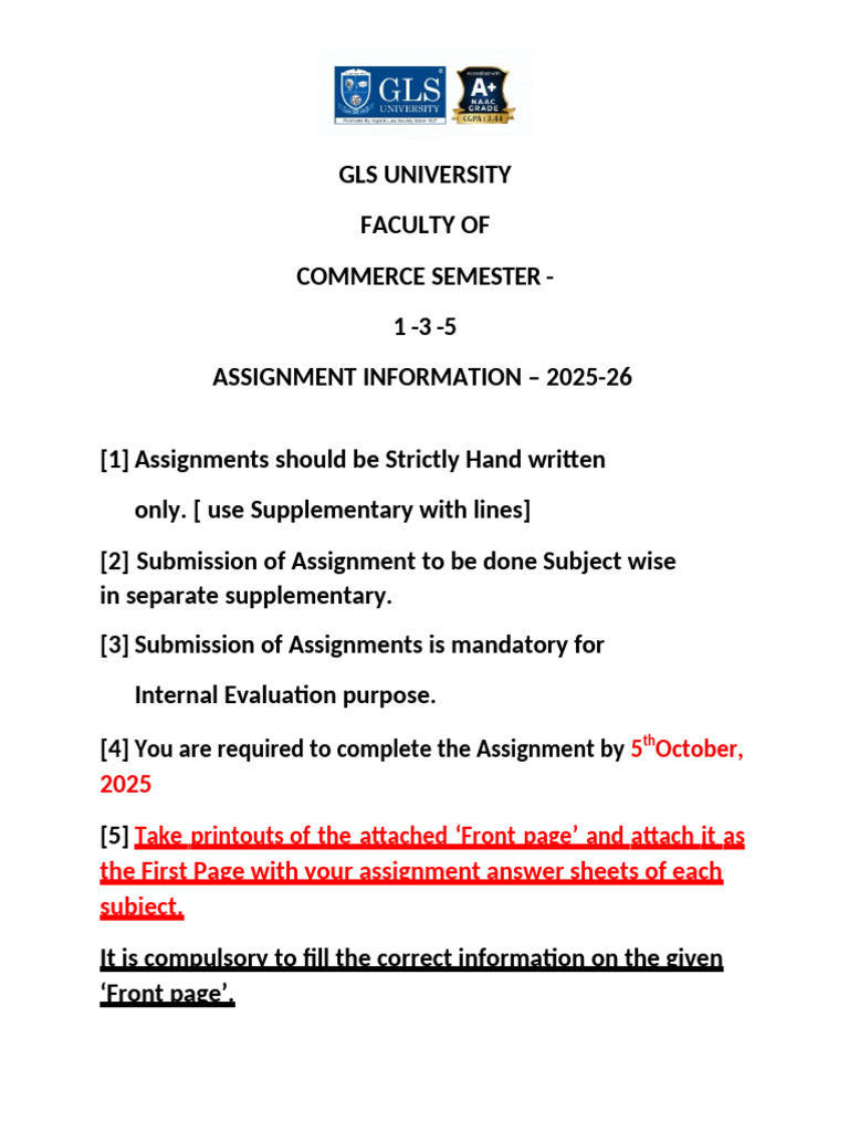 25 - 26 Assignment Information | PDF