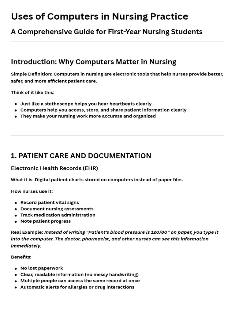 Computers in Nursing: Key Applications | PDF | Electronic Health Record ...