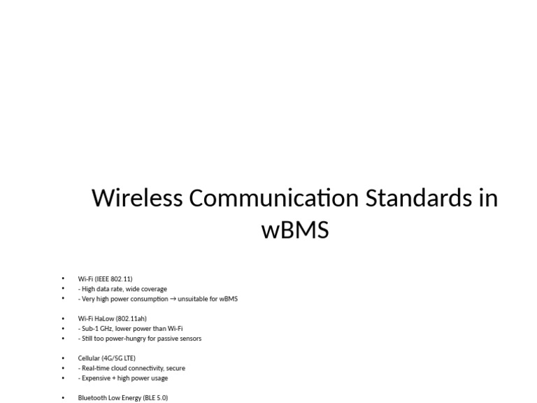 Wireless Standards for wBMS Systems | PDF