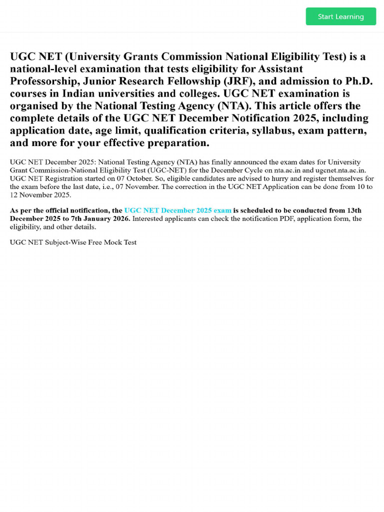 Ugc Net 2025exam Info | PDF