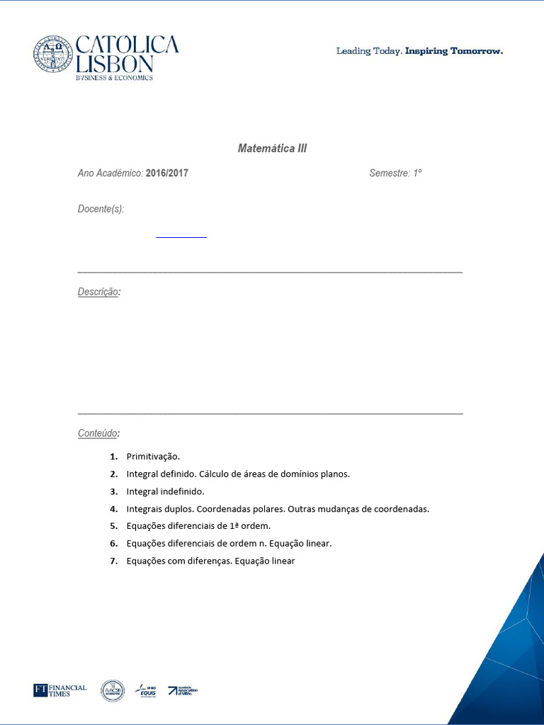 Matemática III: Cálculo Integral e Diferenças | PDF | Equações ...