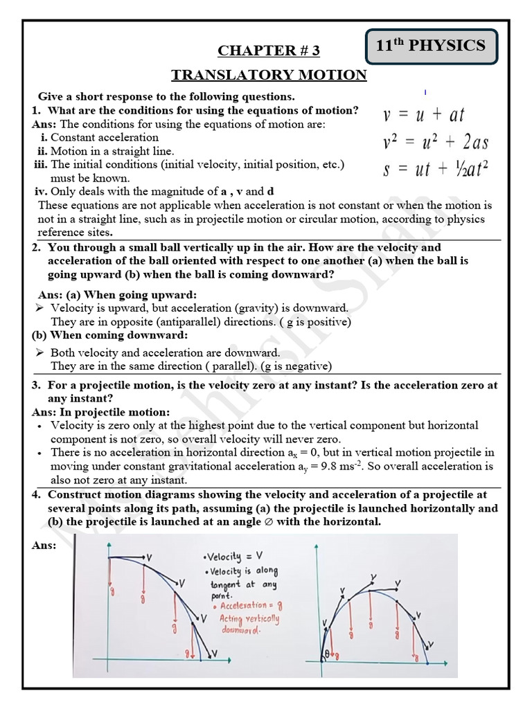 Understanding Translatory Motion Concepts | PDF | Momentum | Acceleration