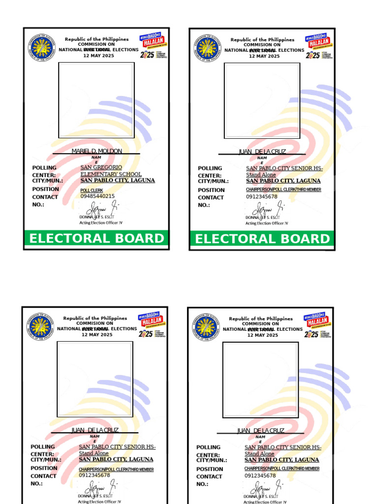 8.5x13san Pablo City Electoral Board Id Template 2025 Digital | PDF