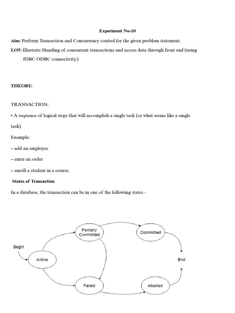 Experiment No-10 Aim: LO5 | PDF | Database Transaction | Data Management