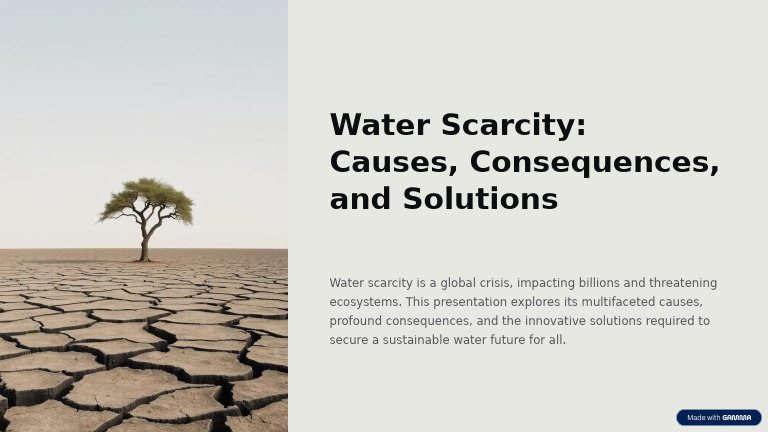 Water Scarcity Causes Consequences and Solutions | PDF