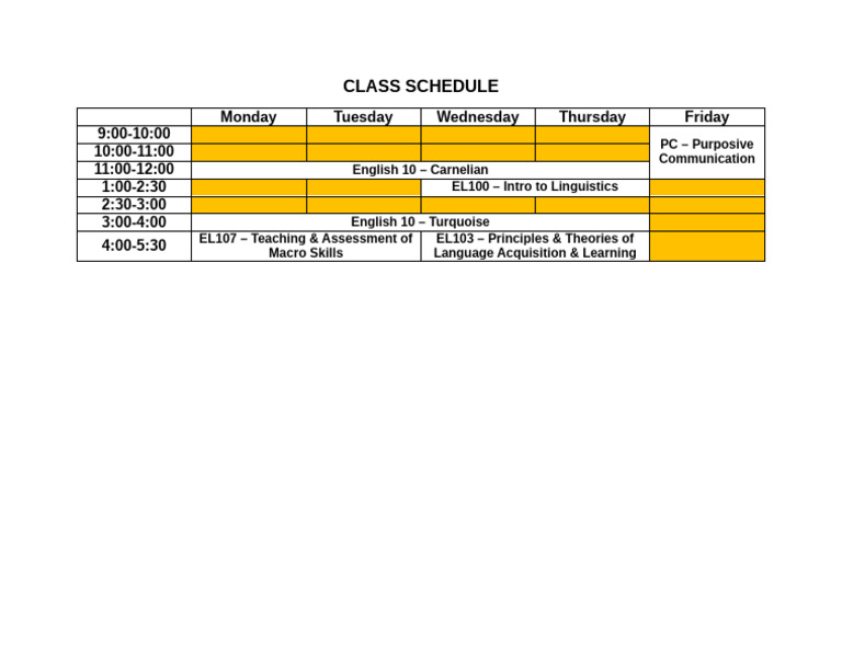 Class Schedule | PDF