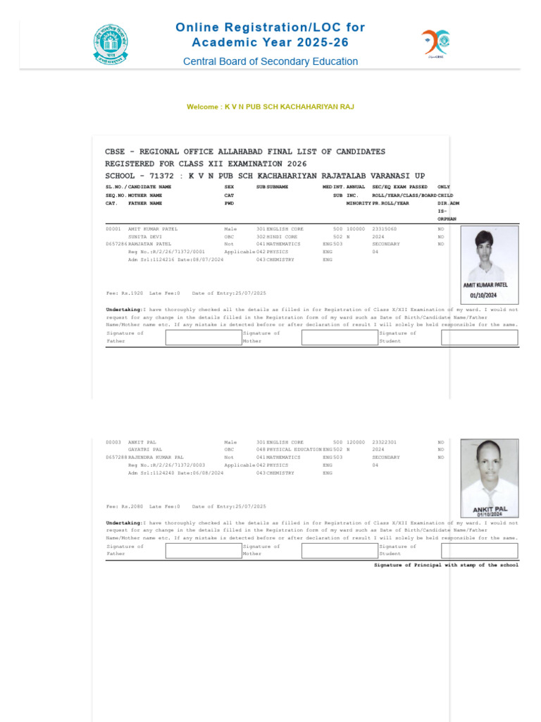 LOC Final List Class 12 KVN 1 | PDF | Educational Stages | Student ...