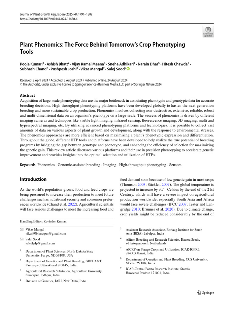 Future of Crop Phenotyping Tools | PDF | Plant Breeding | Quantitative ...