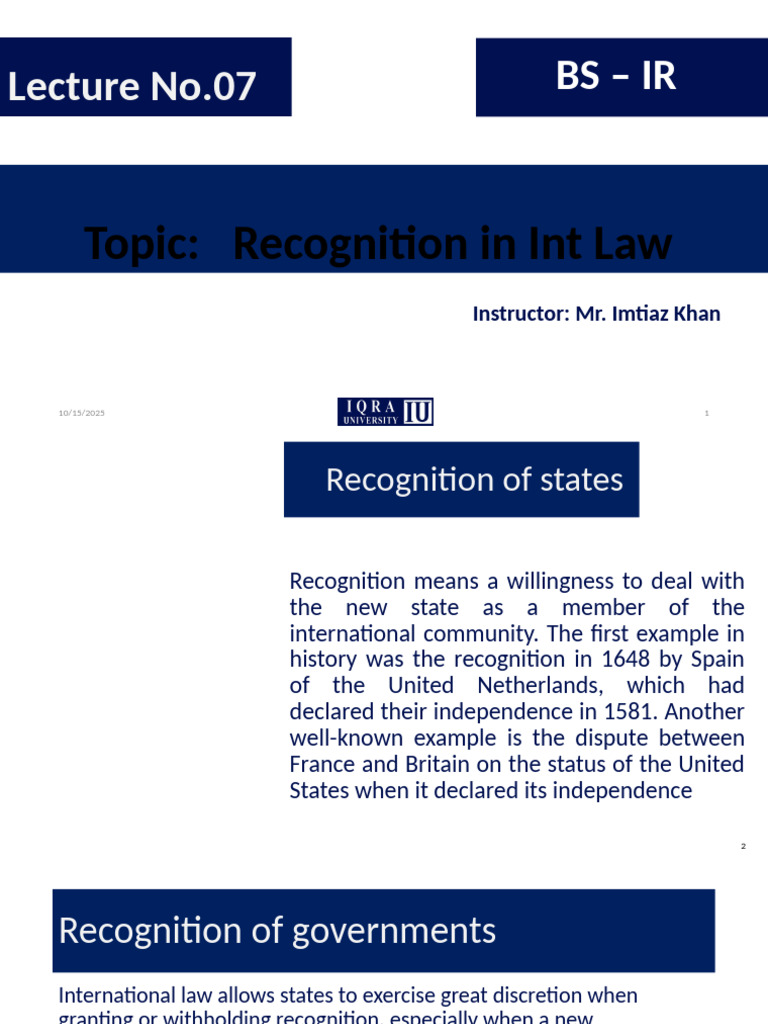 Understanding State Recognition in International Law | PDF | Sovereign ...