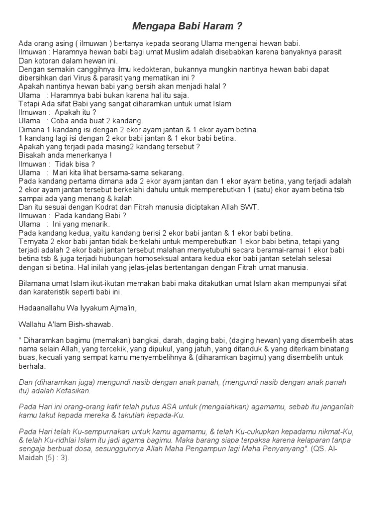 Mengapa Babi Haram Pdf