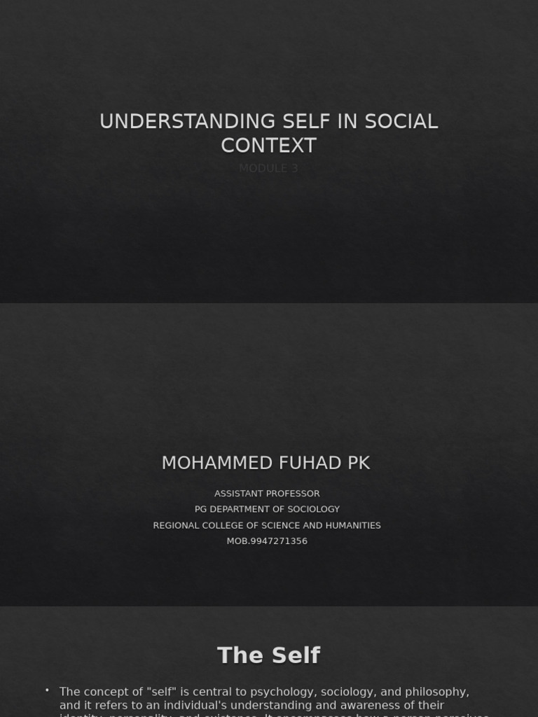 Exploring Self in Social Contexts | PDF | Self Concept | Self Awareness
