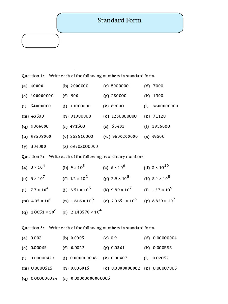 Converting Numbers to Standard Form | PDF | Significant Figures ...