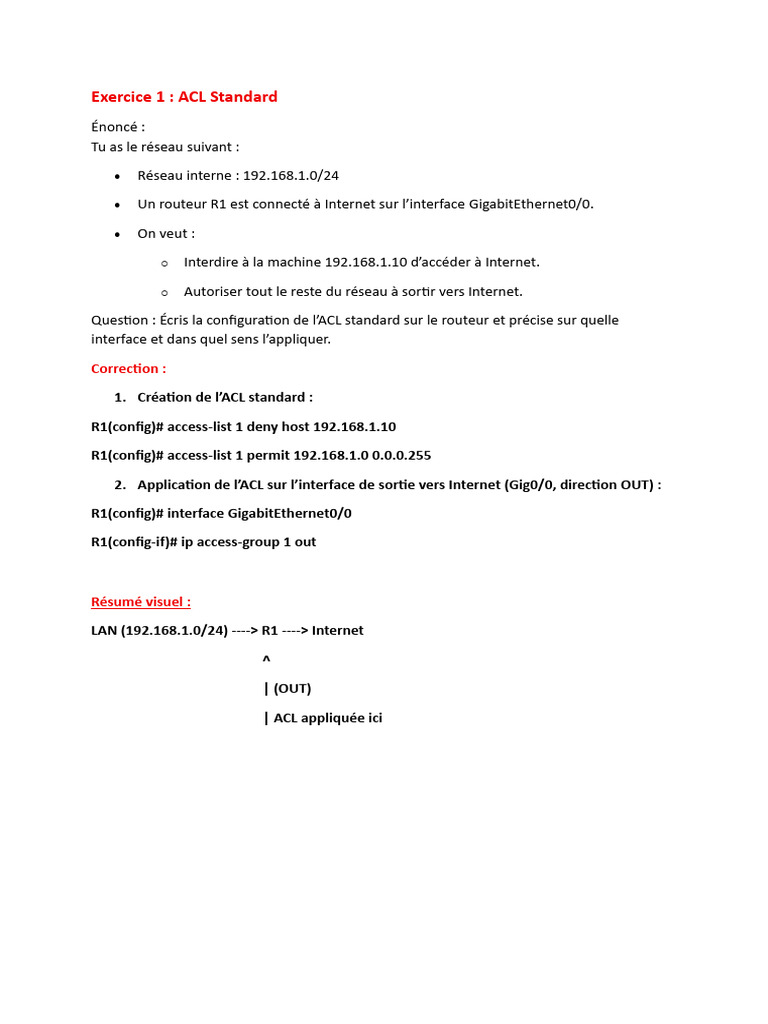 Configuration ACL pour réseaux IP | PDF | Adresse IP | Protocole sur la ...