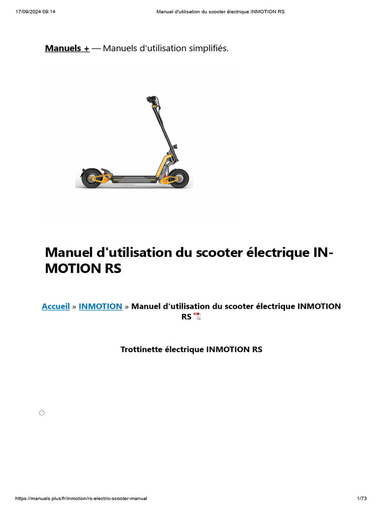 Manuel d'utilisation INMOTION RS | PDF | Pneumatique (véhicule) | Frein