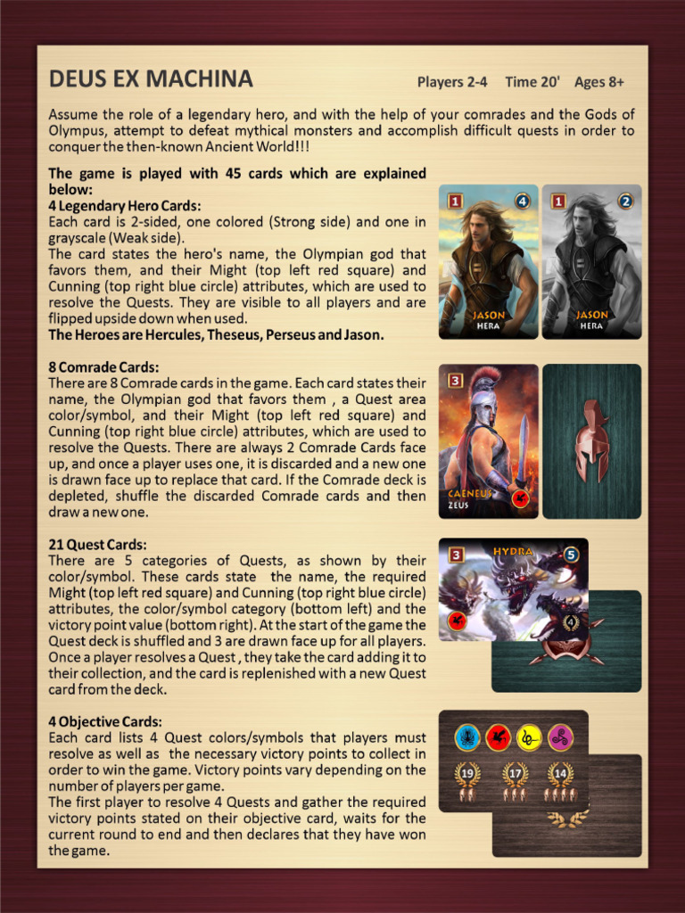 Deus Ex Machina The Card Game English Rulebook | PDF