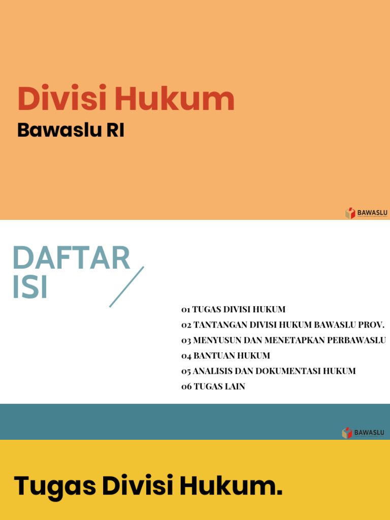 Tugas dan Tantangan Divisi Hukum Bawaslu | PDF
