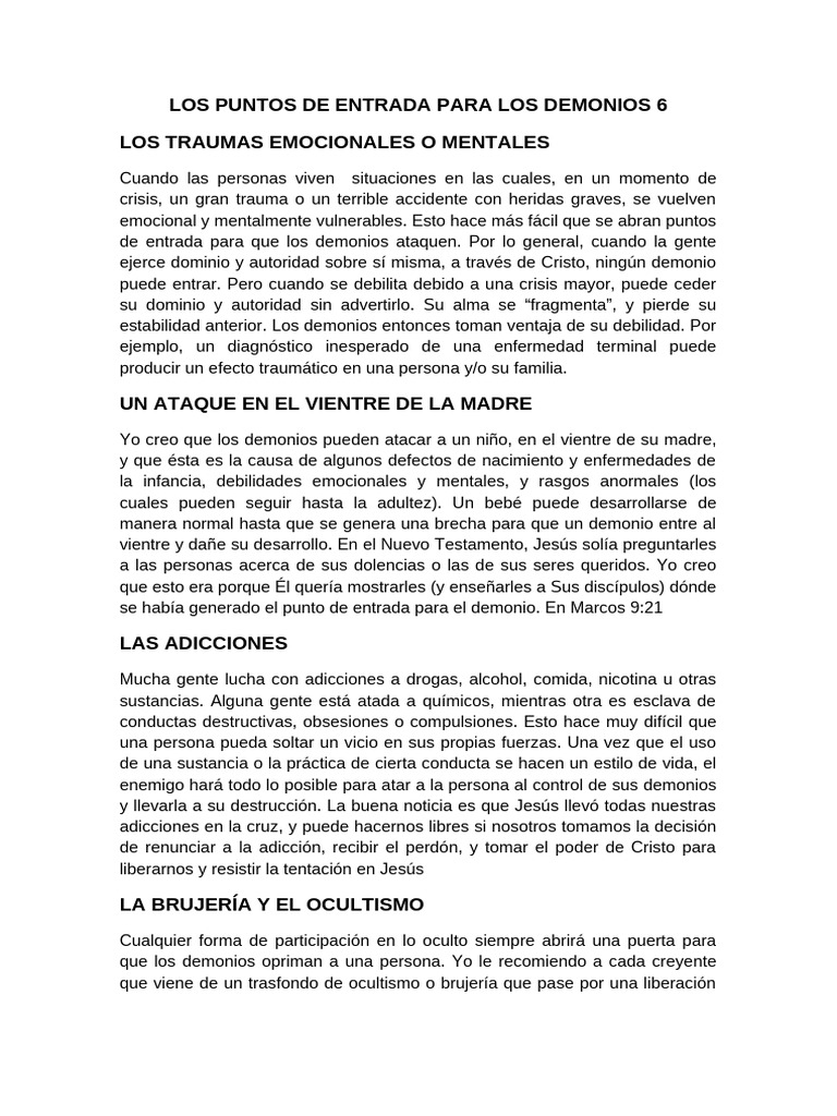 25 Los Puntos de Entrada para Los Demonios 6 | PDF | Pecado | Demonios