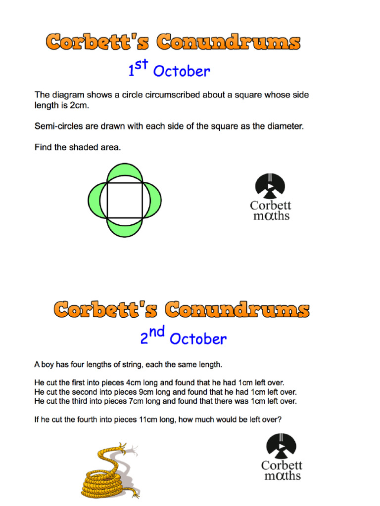 Corbetts Conundrums - October Questions | PDF
