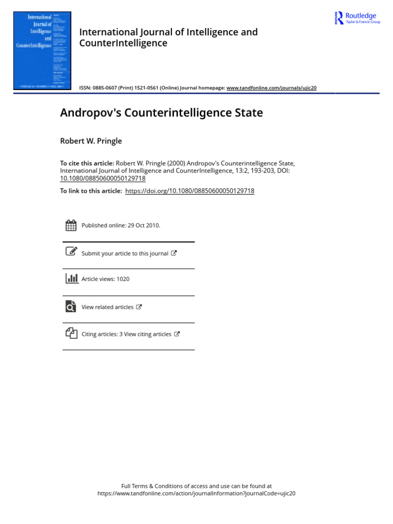 Andropov's KGB Counterintelligence Era | PDF | KGB | Soviet Union