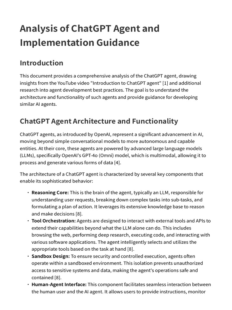 ChatGPT Agent Analysis and Development Guide | PDF | Artificial ...