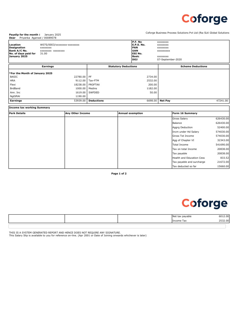 January 2025 Salary Slip Summary | PDF | Government Finances | Wealth