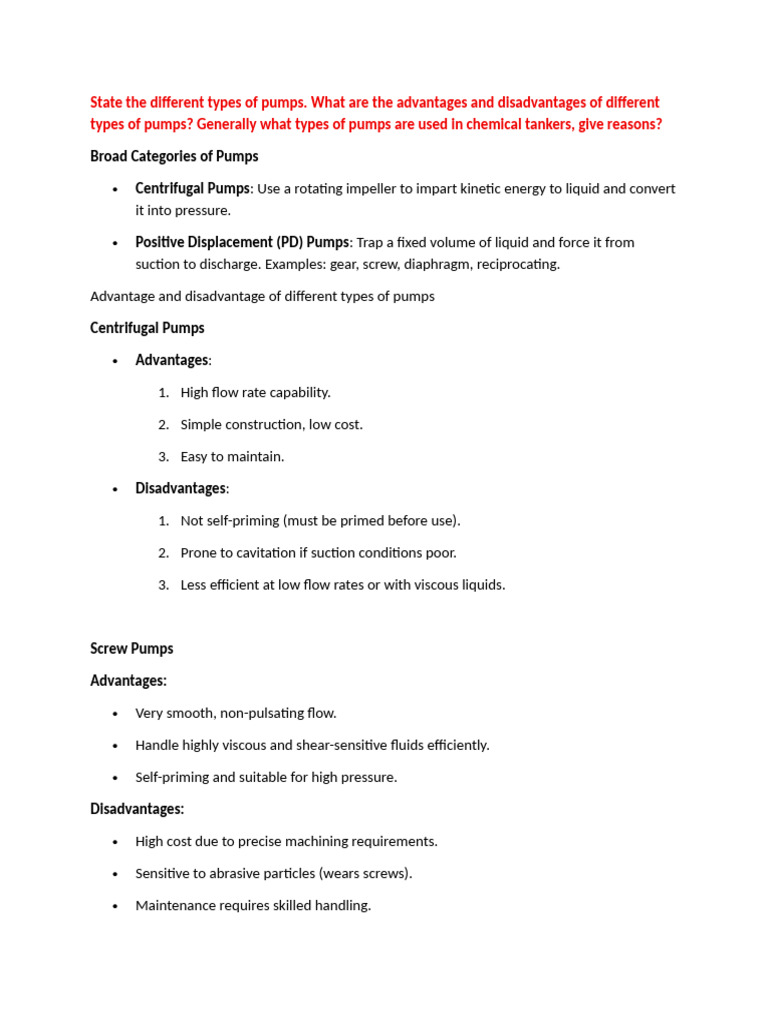 Types of Pumps and Control Energy Overview | PDF | Pump | Chemical ...