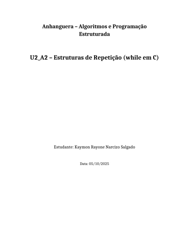 Somador de Inteiros em C com While | PDF | Controle de fluxo | Informática