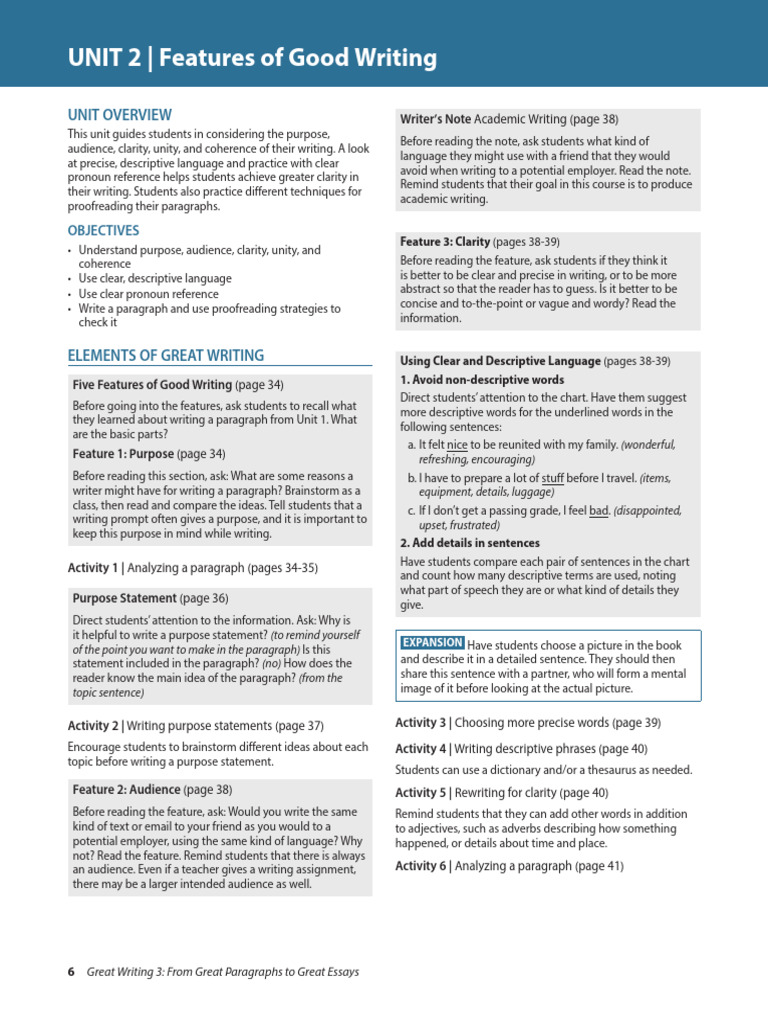 GW 5e Sb3 U2 Teacher Notes With Answer Key | PDF | Drink | Coffee