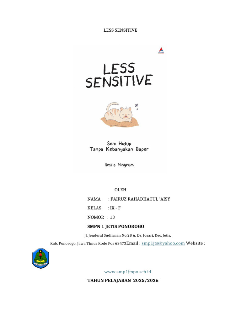 Memahami Pribadi Sensitif dan Less Sensitive | PDF