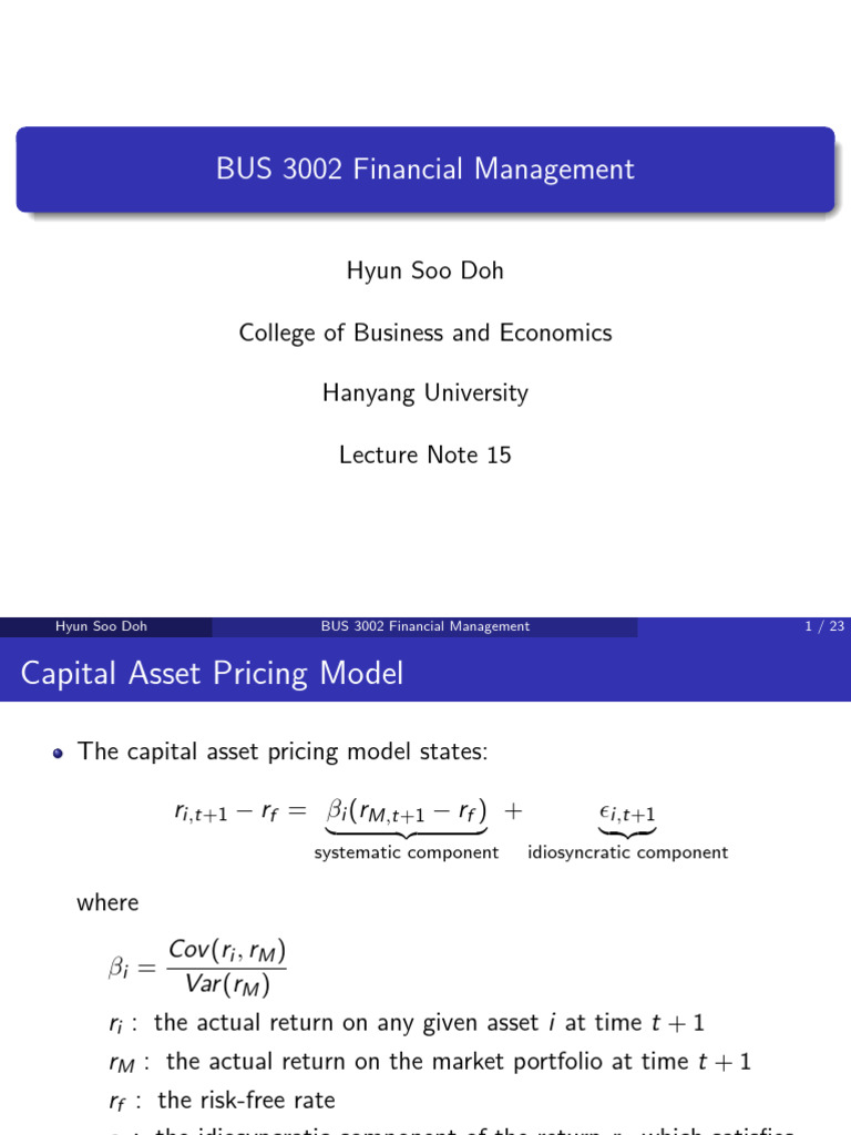 Lecture Note 15 - Financial Management | PDF | Capital Asset Pricing ...
