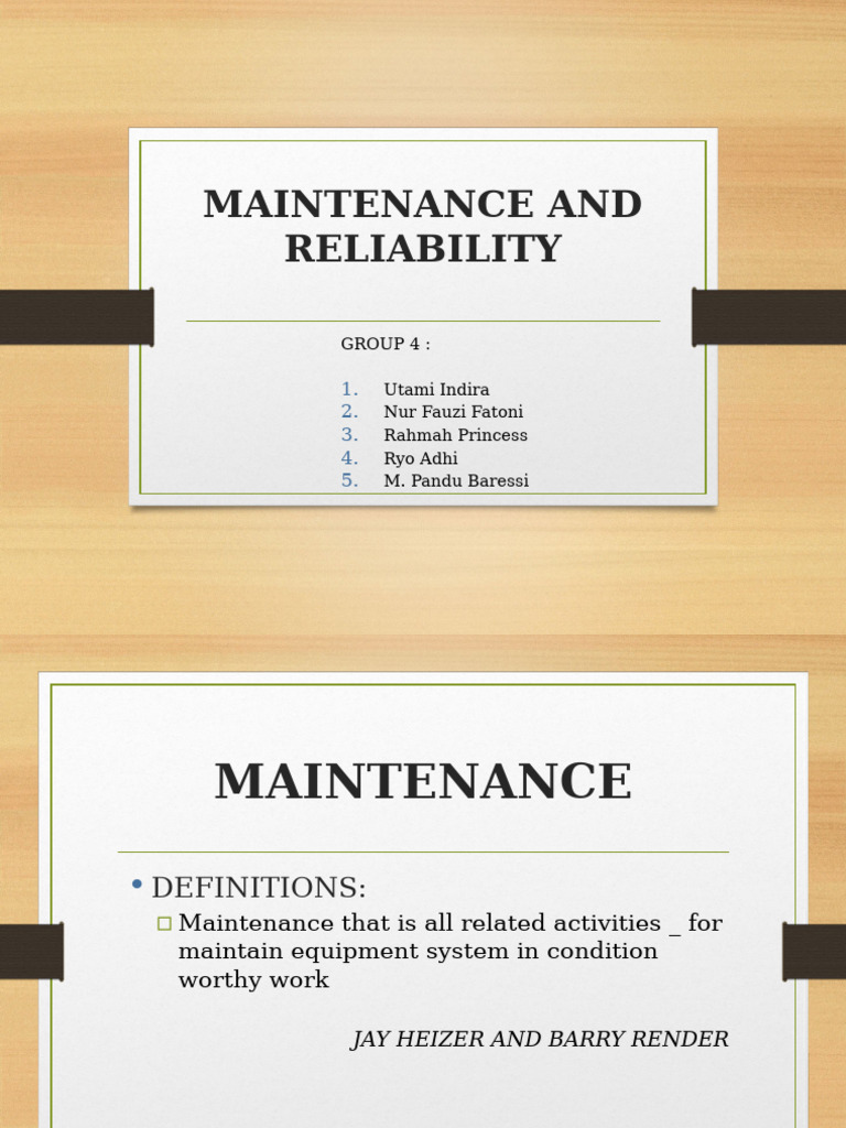 Maintenance and Realibility Inggris | PDF | Reliability Engineering ...