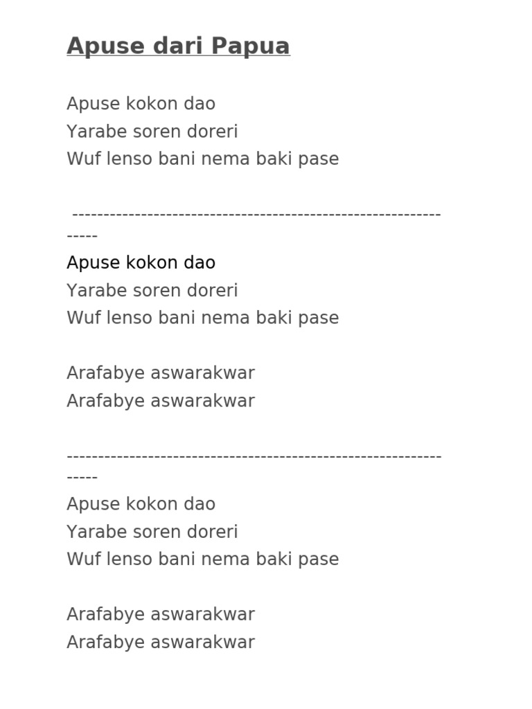 Apuse Dari Papua | PDF