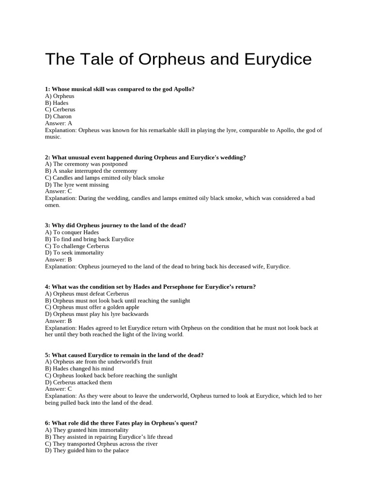 Orpheus and Eurydice: Myth Explained | PDF | Hades | Orpheus
