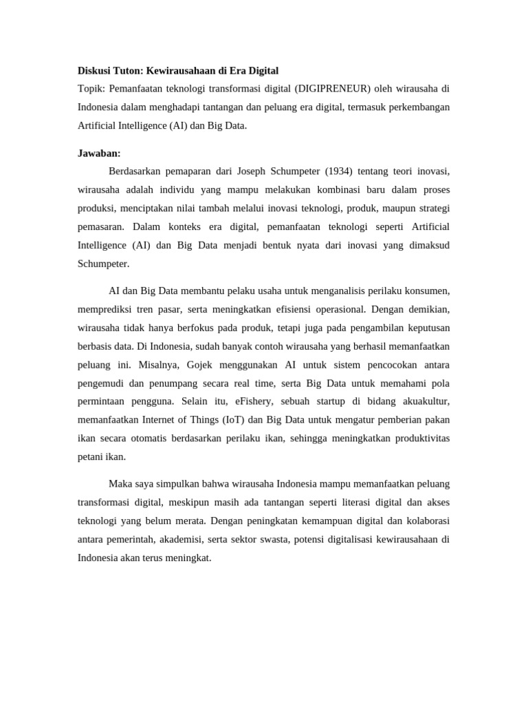 Kewirausahaan Digital: AI dan Big Data | PDF