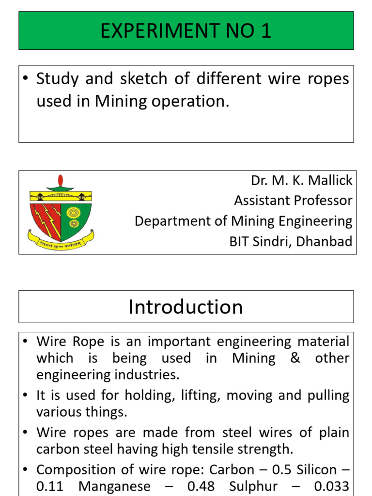 Wire Ropes in Mining: Types & Testing | PDF | Rope | Wire