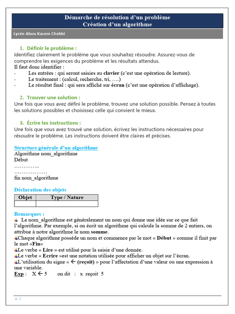 Résolution de problèmes par algorithmes | PDF | Programme informatique ...