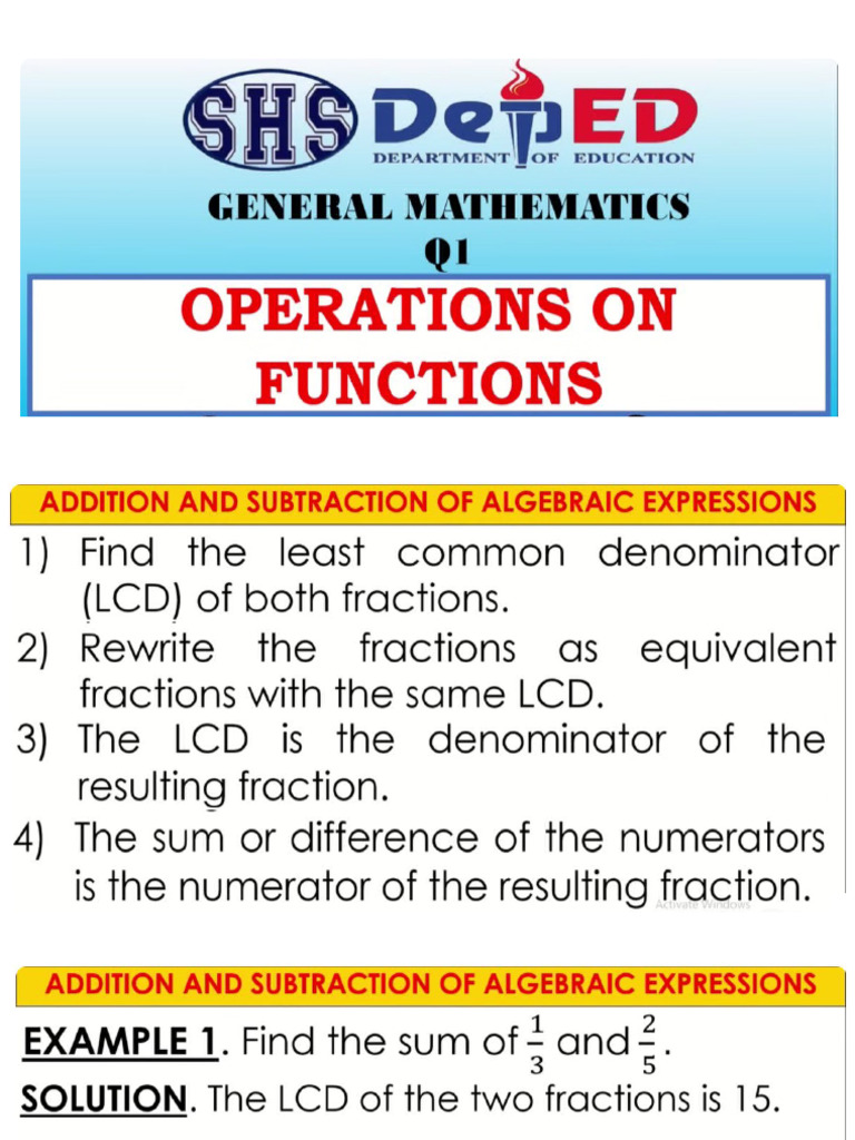Gen Math Q1 Operation of Function | PDF